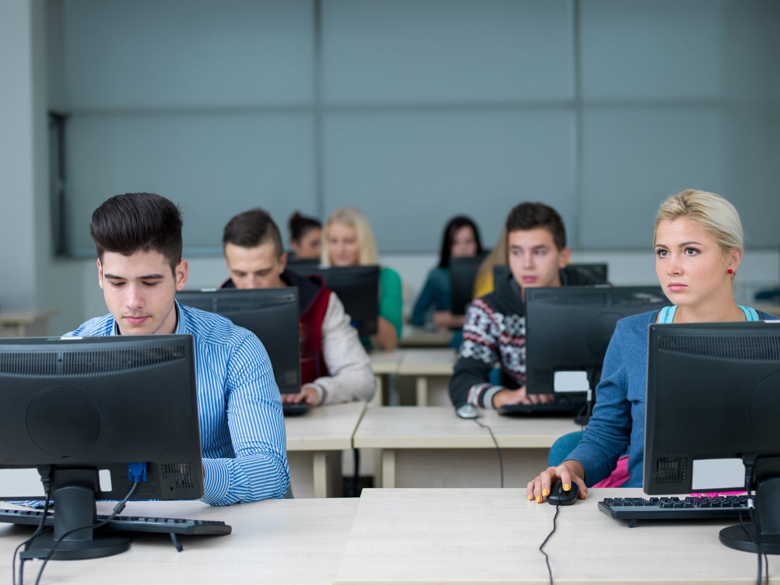 Students in the computer lab at JTech and PEF Institute